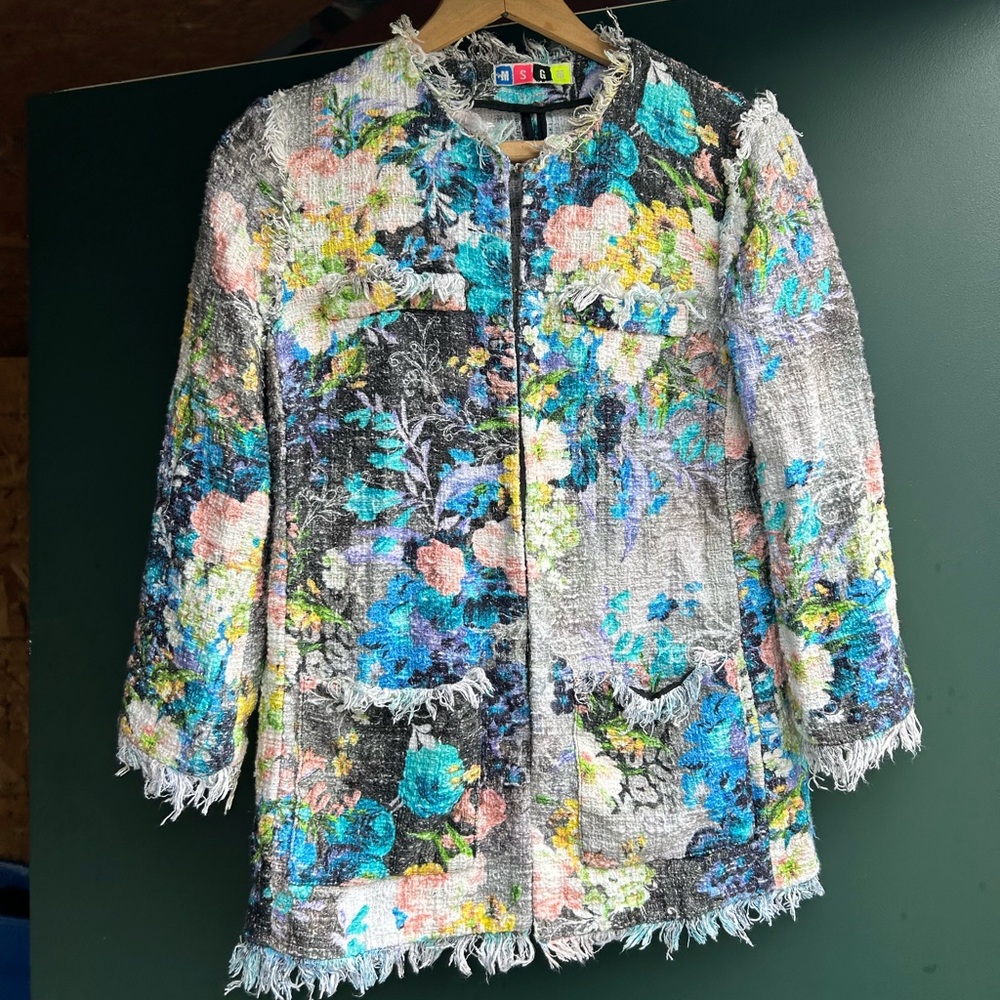 GORGEOUS MSGM TWEED BLAZER W/ cotton and viscose and SILVER HARDWARE DETAILING